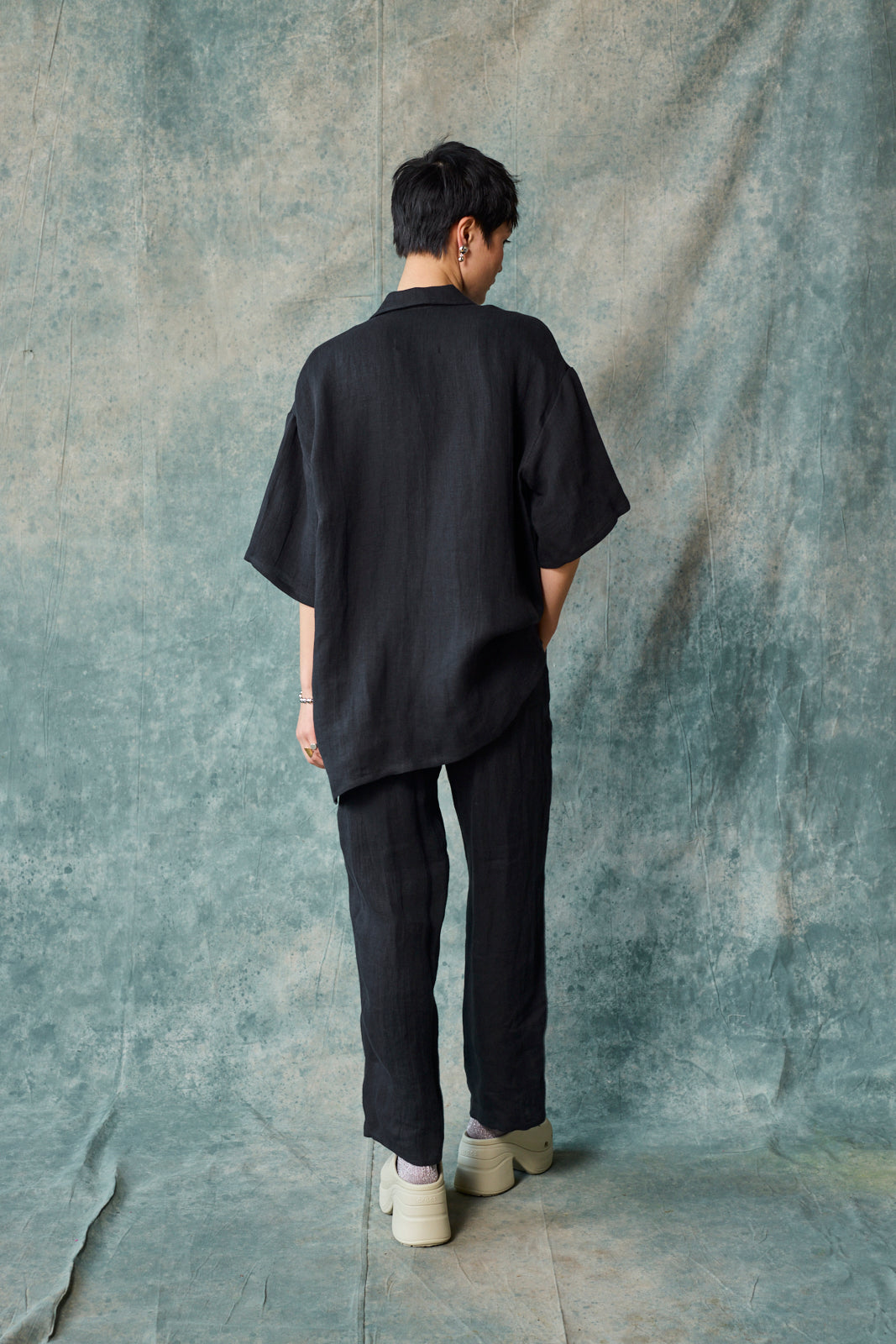 Column Pant - Black Linen