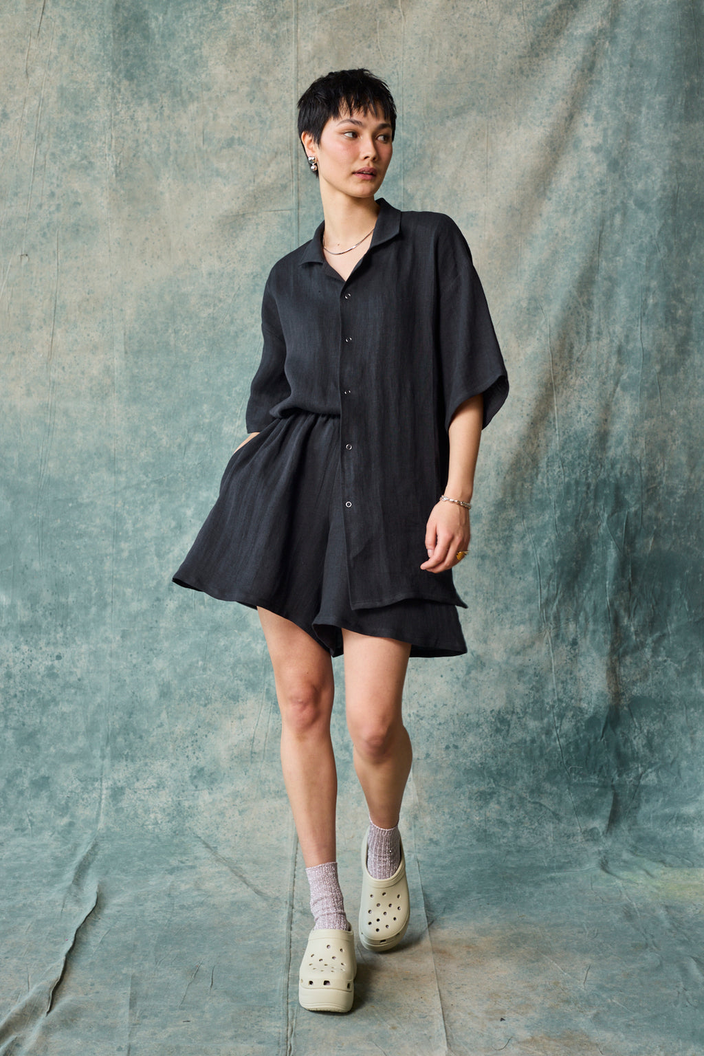 Culotte Short - Black Linen