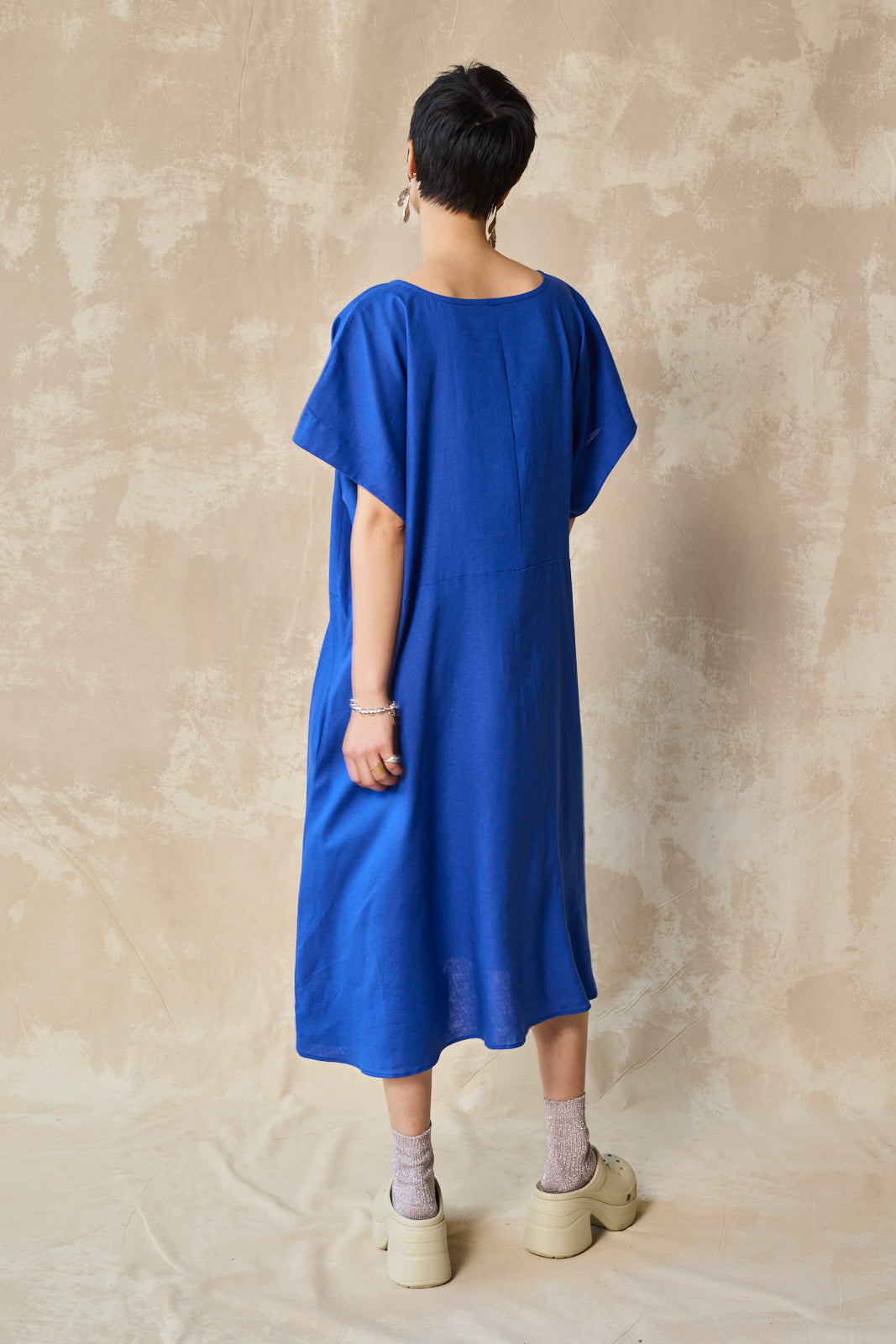 Midi Length Oversized Tee Dress - Lapis