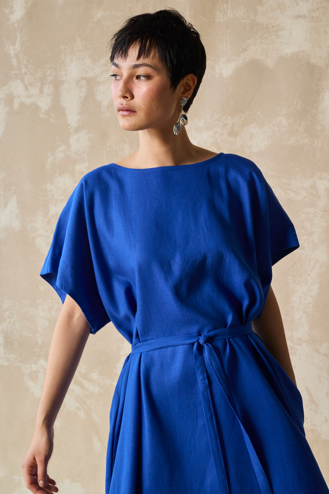 Midi Length Oversized Tee Dress - Lapis