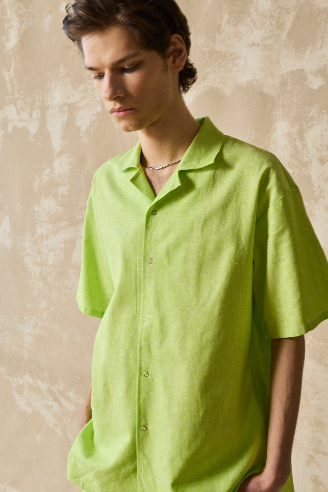 Chemise Slim Col Camp - Citron Vert