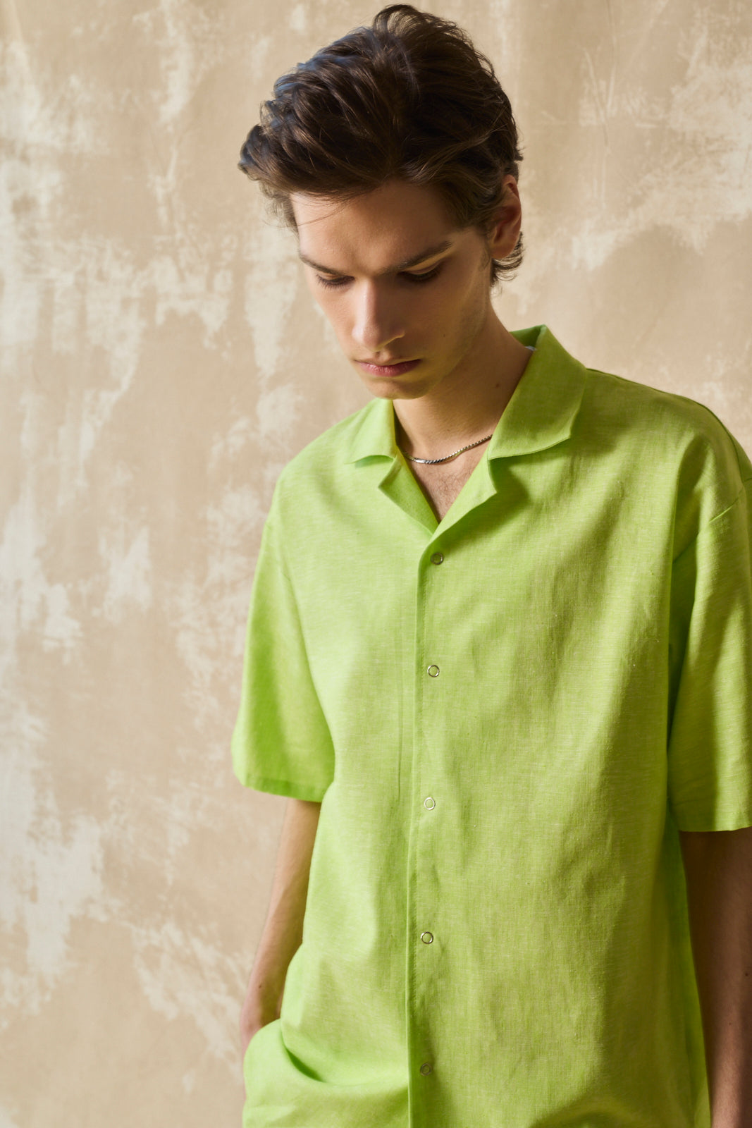 Chemise Slim Col Camp - Citron Vert