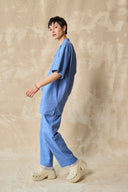 Pantalon à jambes droites - Mélange de lin et de coton