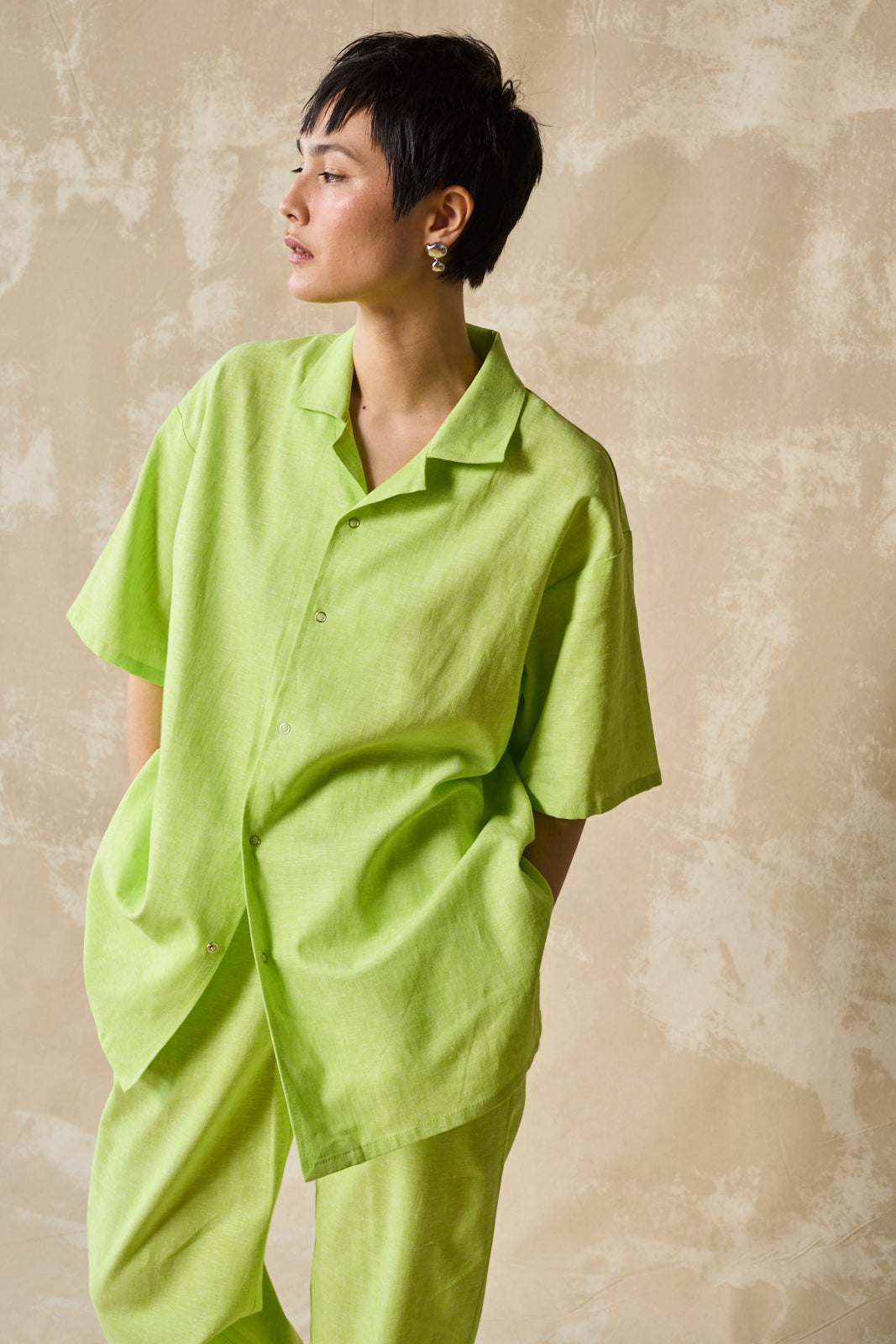 Slim Camp Collar Shirt - Lime