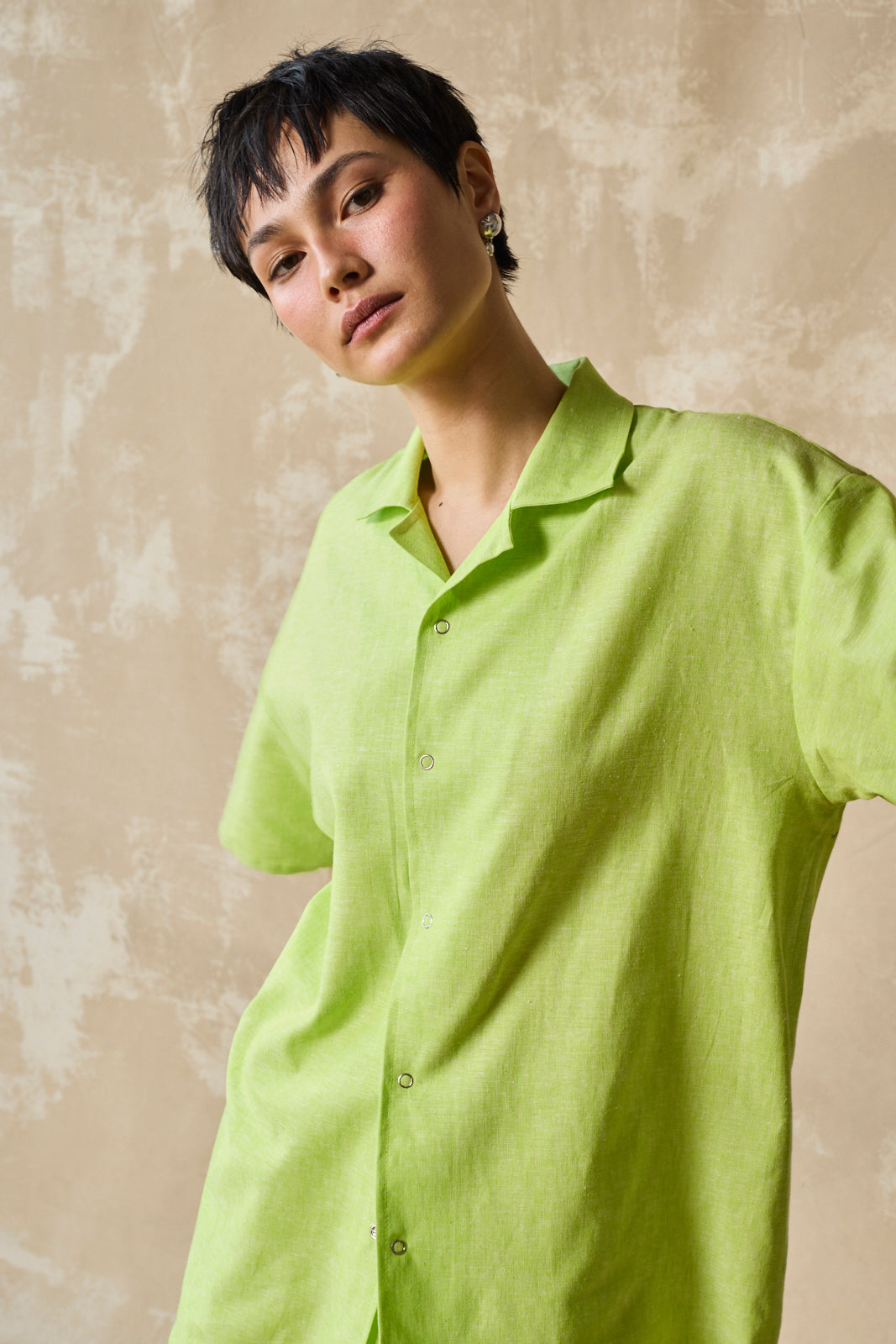 Slim Camp Collar Shirt - Lime