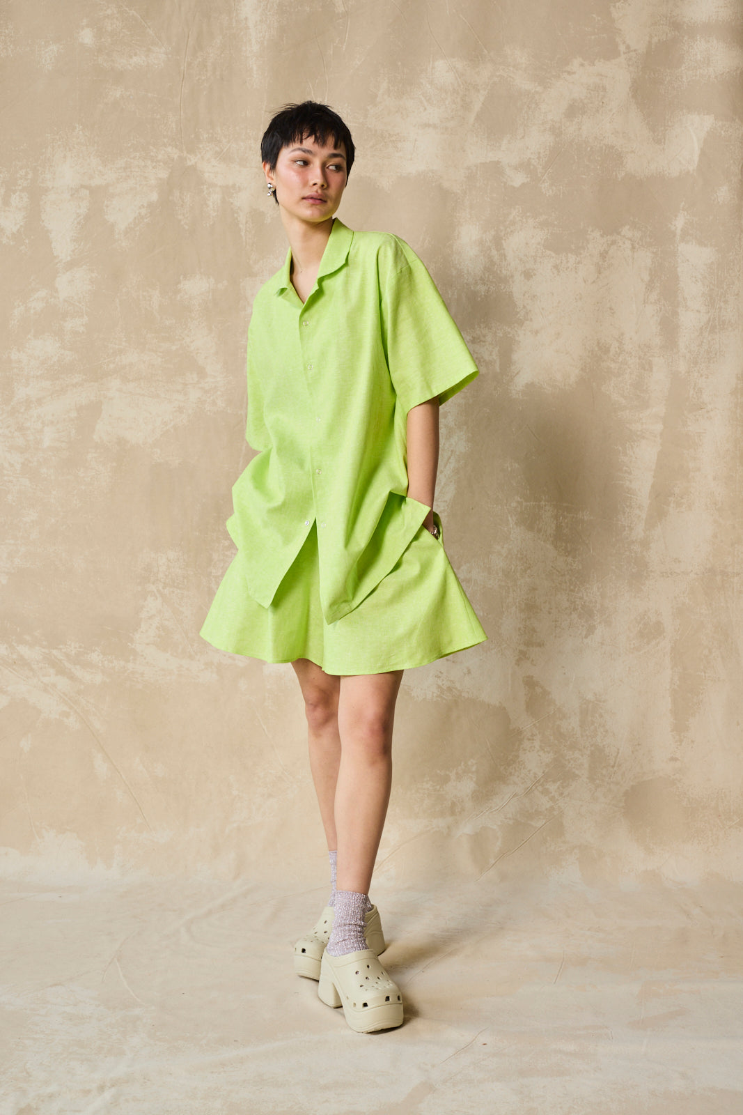 Jupe-culotte courte - Citron vert