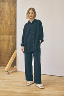 Oversized Snap Shirt - Sandwashed Black