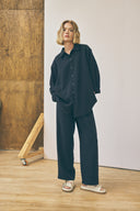 Oversized Snap Shirt - Sandwashed Black