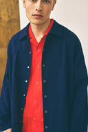 Oversized Snap Shirt - Navy Oxford