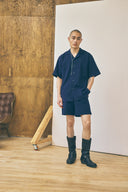Camp Collar Shirt - Navy Oxford