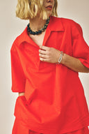 Lapped Collar Shirt - Tomato