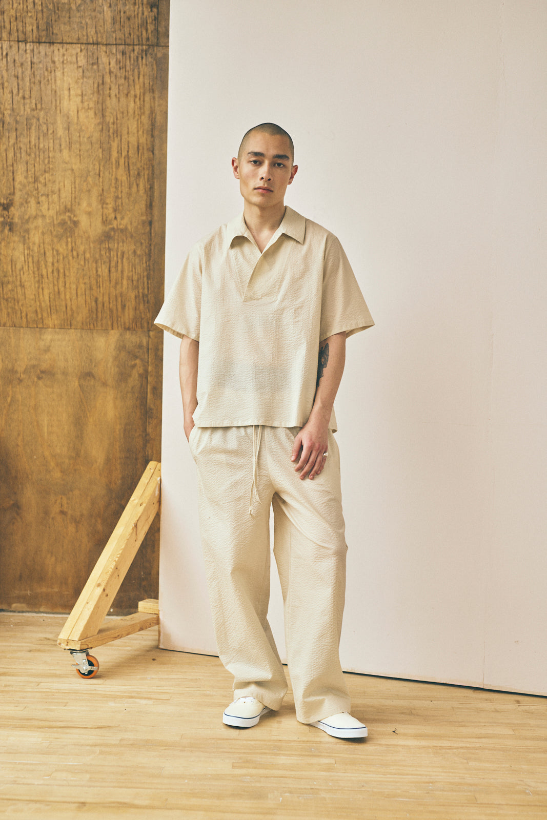 Lapped Collar Shirt - Oat – Devlyn van Loon