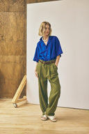 Pleated Trouser - Moss