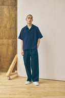 Lapped Collar Shirt - Navy Oxford