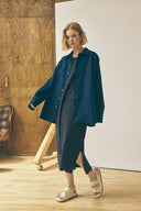 Oversized Snap Shirt - Deep Navy