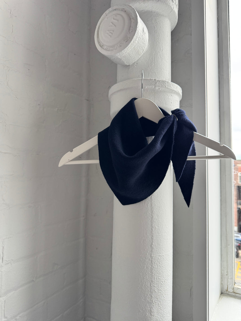 Wool Bandana Scarf - Navy