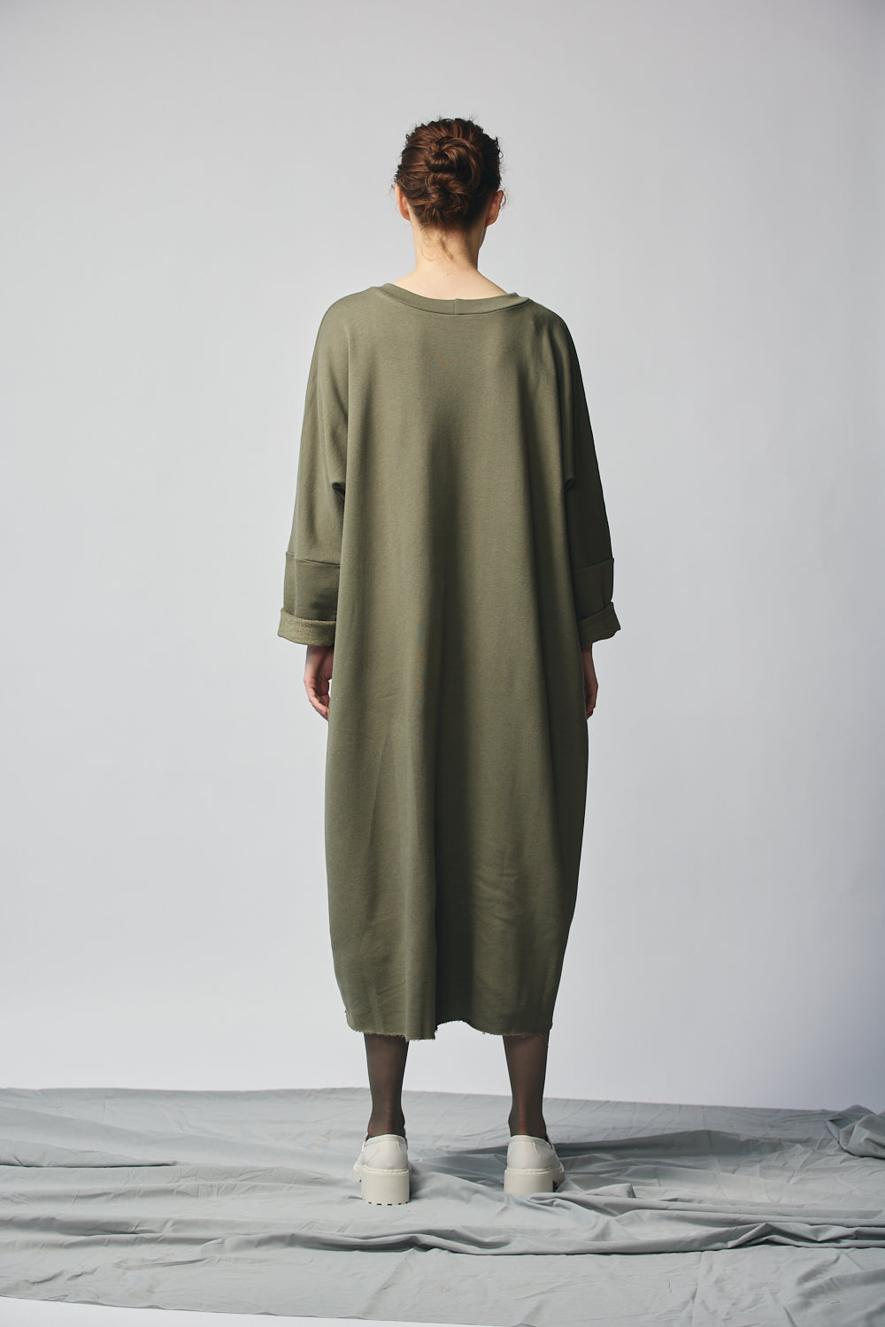 Pullover Sweatshirt Dress - Olive