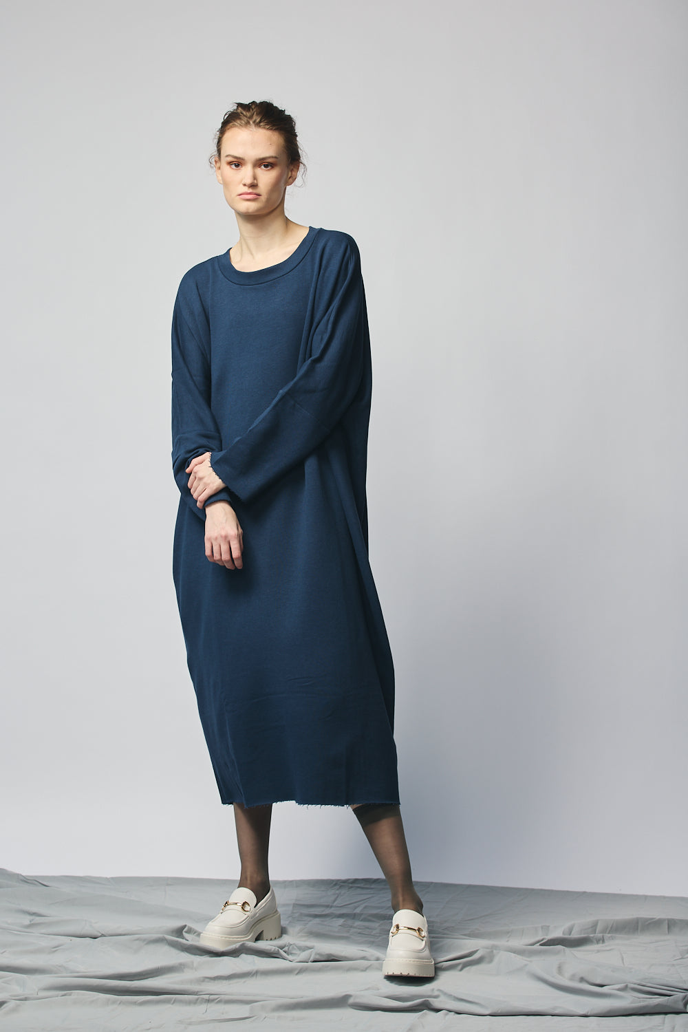 Pullover Sweatshirt Dress - Navy