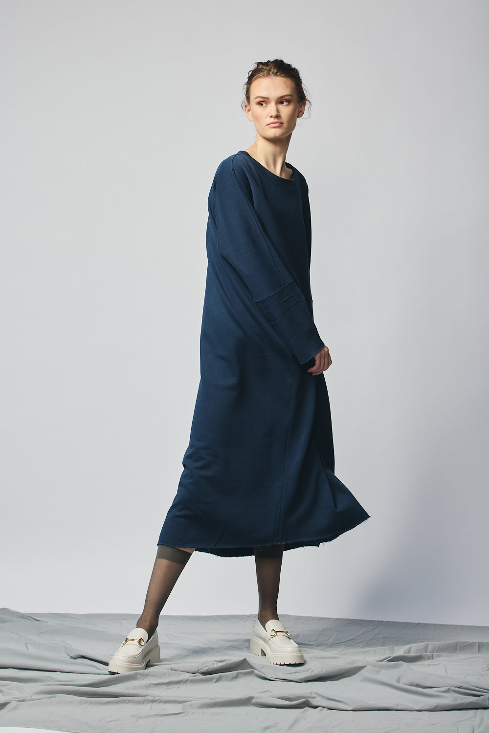 Pullover Sweatshirt Dress - Navy