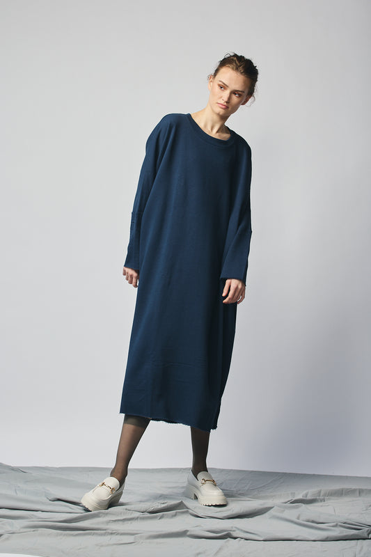 Pullover Sweatshirt Dress - Navy