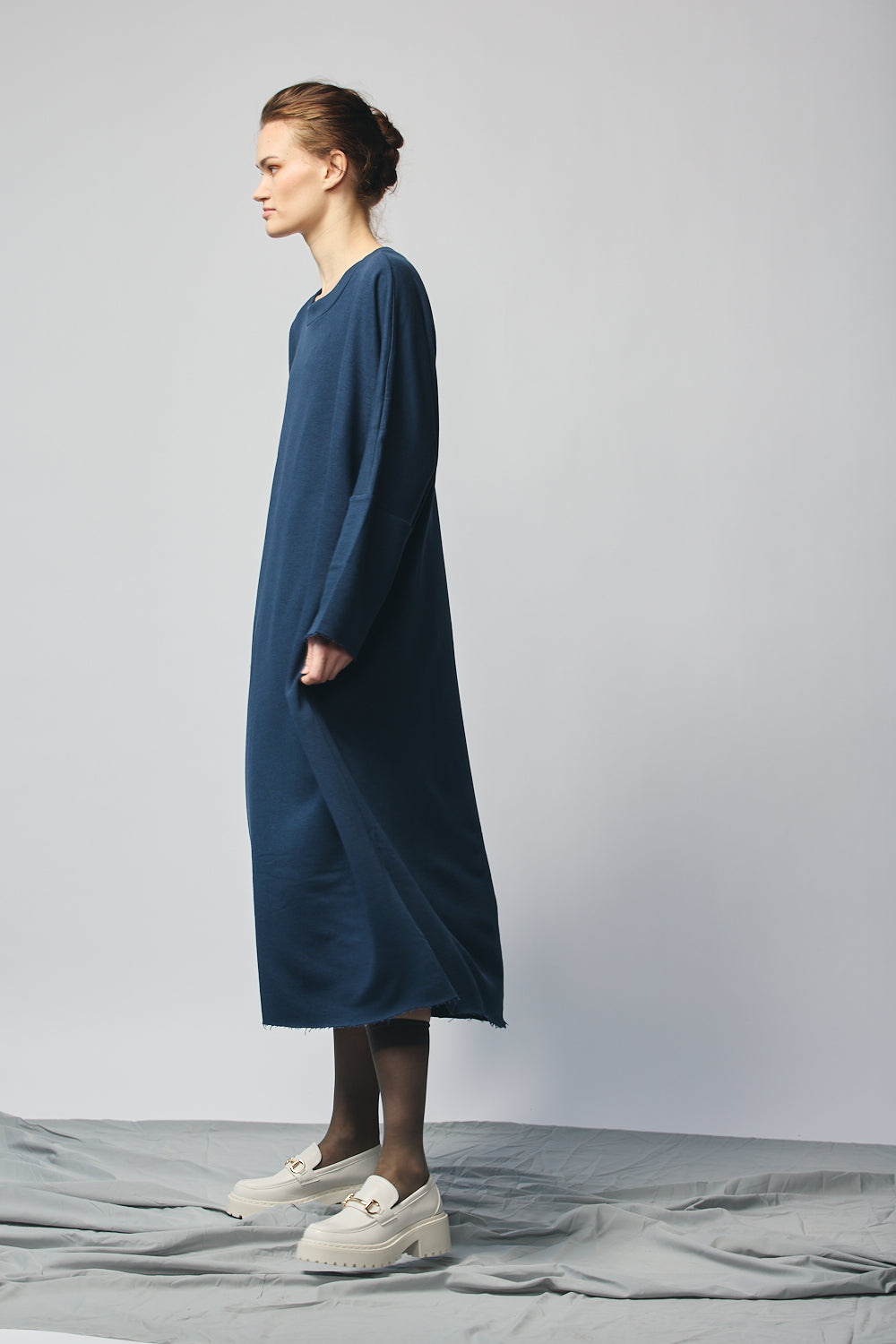 Pullover Sweatshirt Dress - Navy