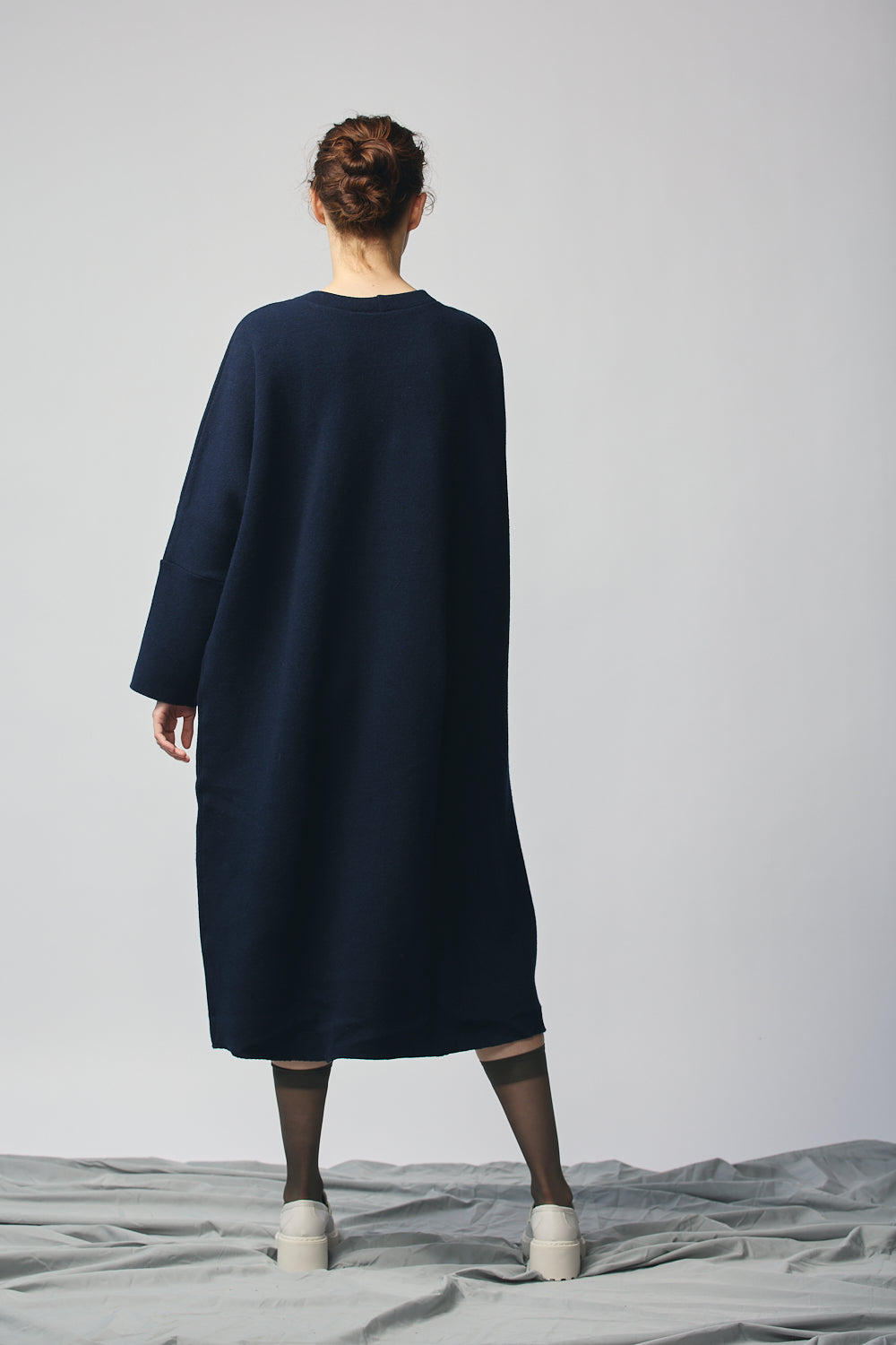 Pullover Sweatshirt Dress - Navy Wool