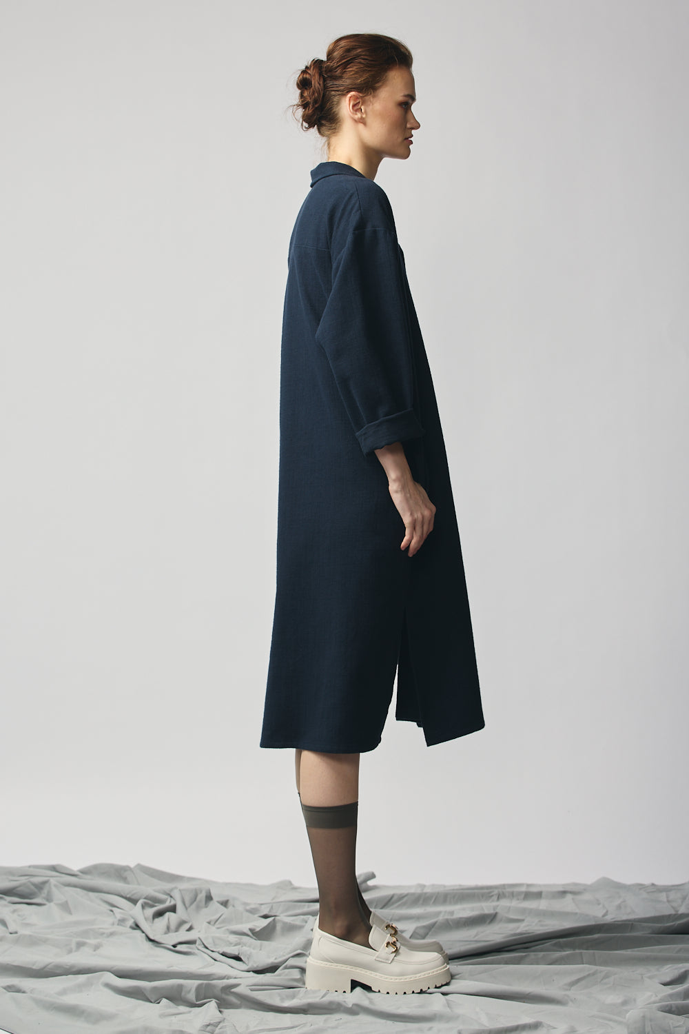 Brushed Cotton Shirtdress - Indigo