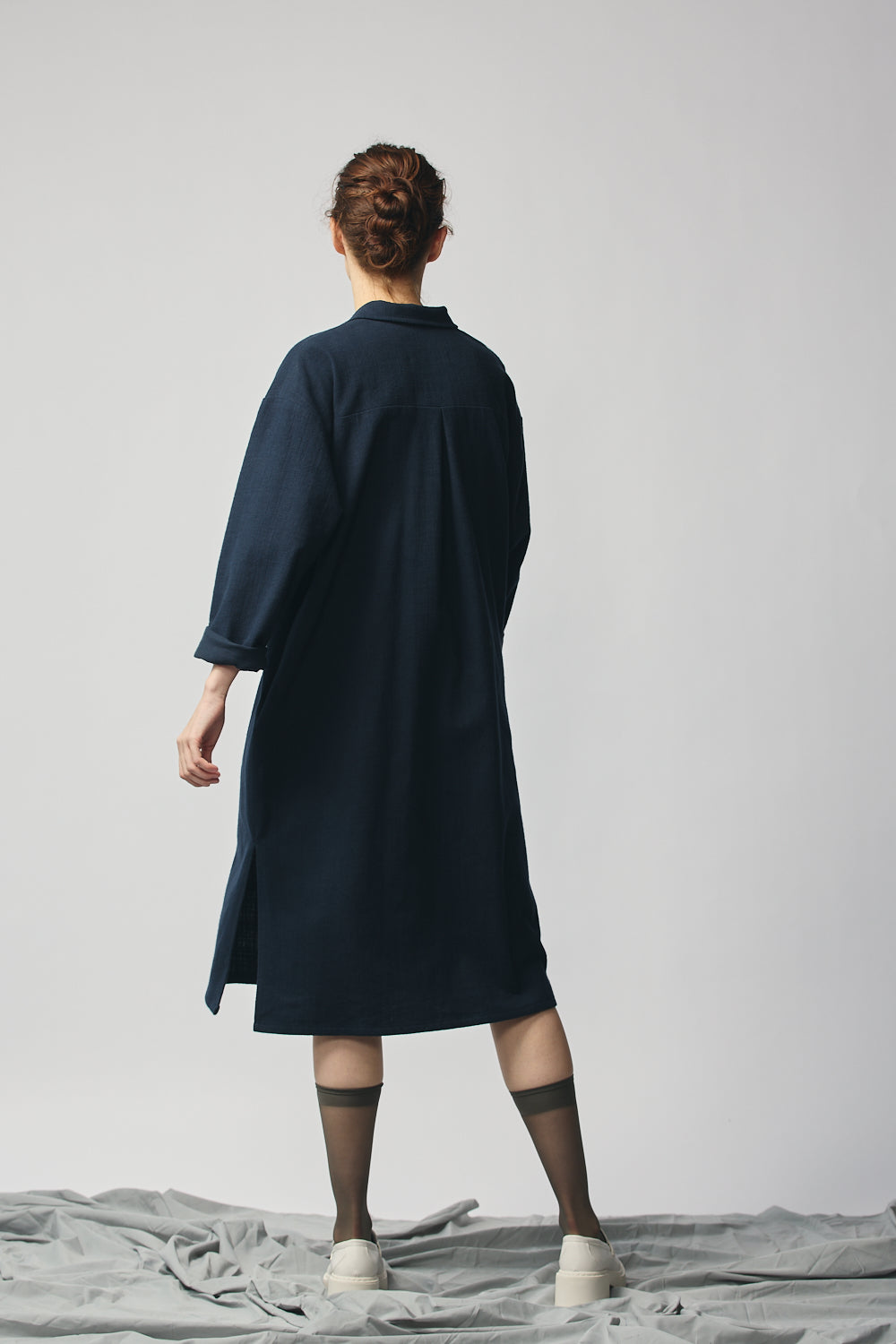 Brushed Cotton Shirtdress - Indigo