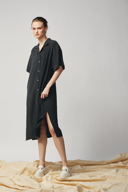 Robe chemise - Noir délavé au sable