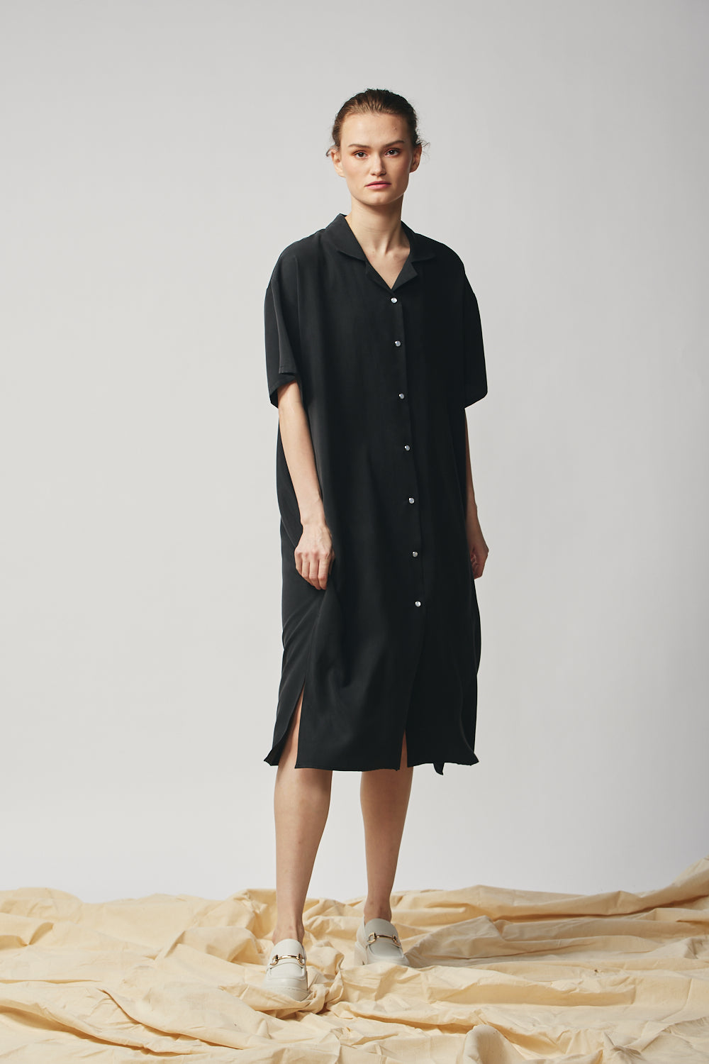 Robe chemise - Noir délavé au sable