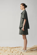 Gender-neutral Camp Collar Shirt - Graphite Sample