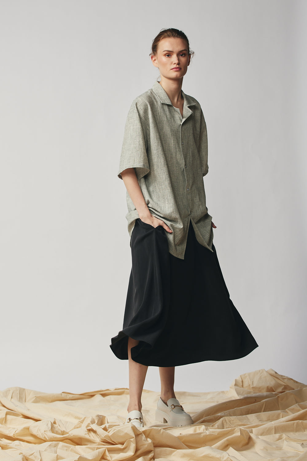 Gathered Skirt - Sandwashed Black