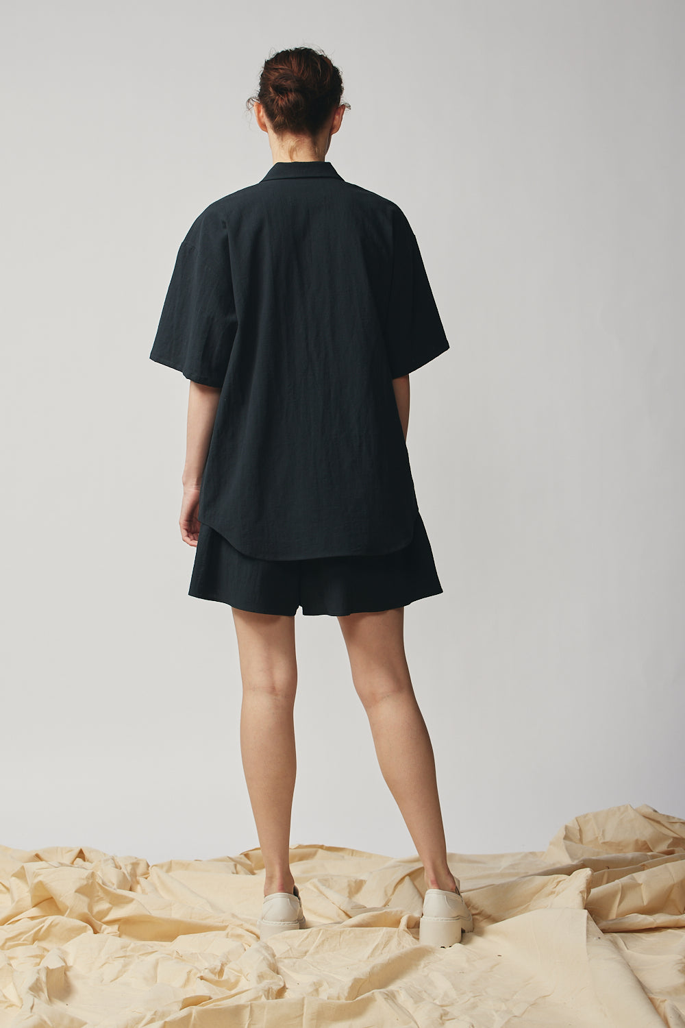 Gender-neutral Camp Collar Shirt - Black