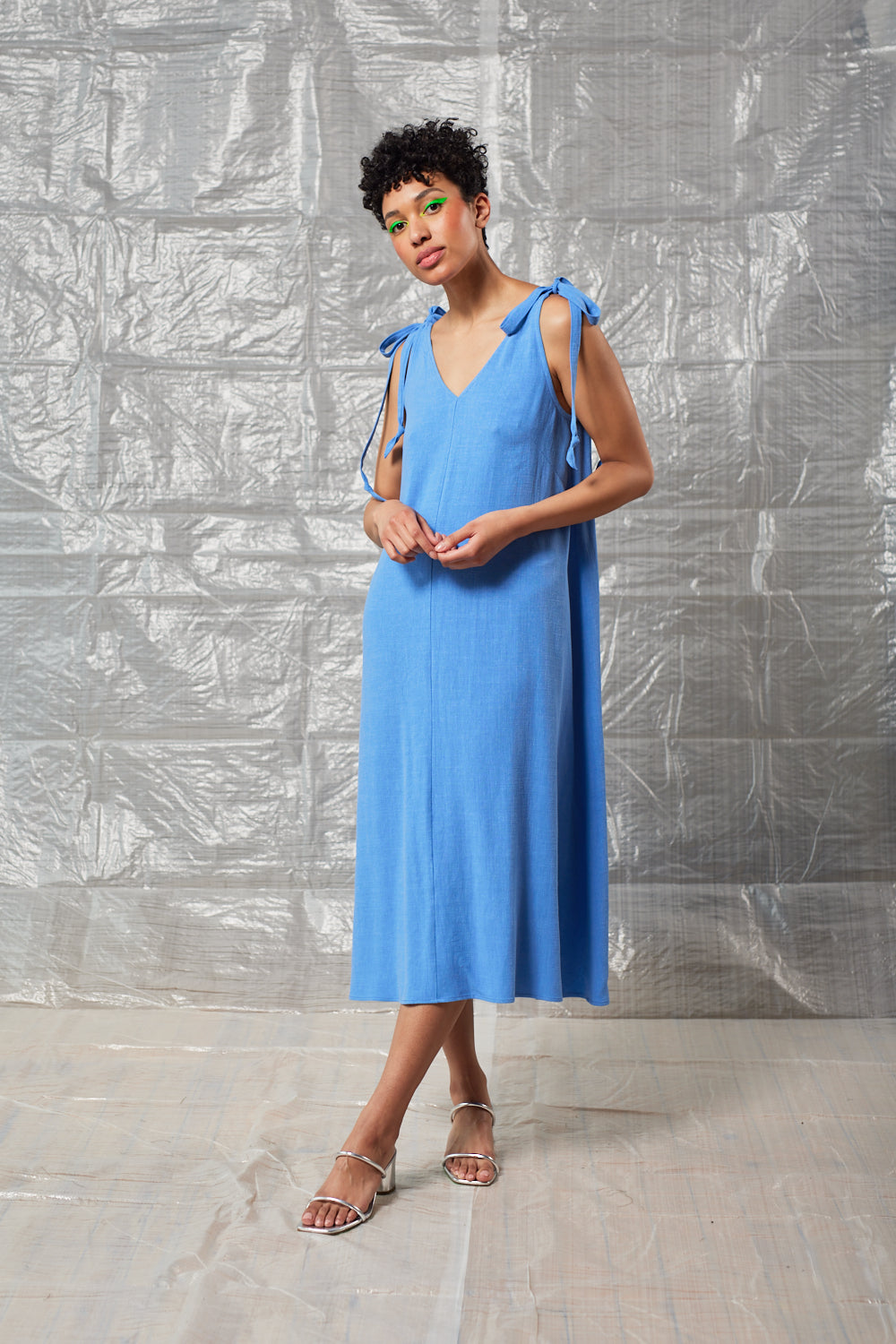 Tie Shoulder Shift - Periwinkle Blue