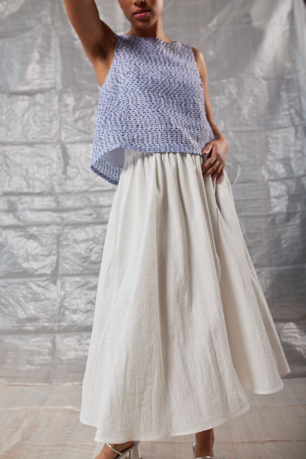 Gathered Skirt - Ivory Cotton