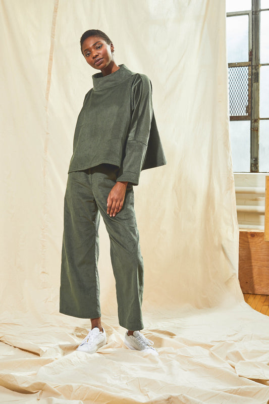 Boatneck Pullover - Sage Corduroy