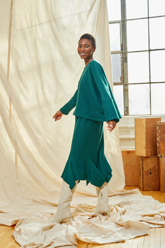 Flared Godet Skirt - Juniper