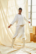 Flared Godet Skirt - Cream